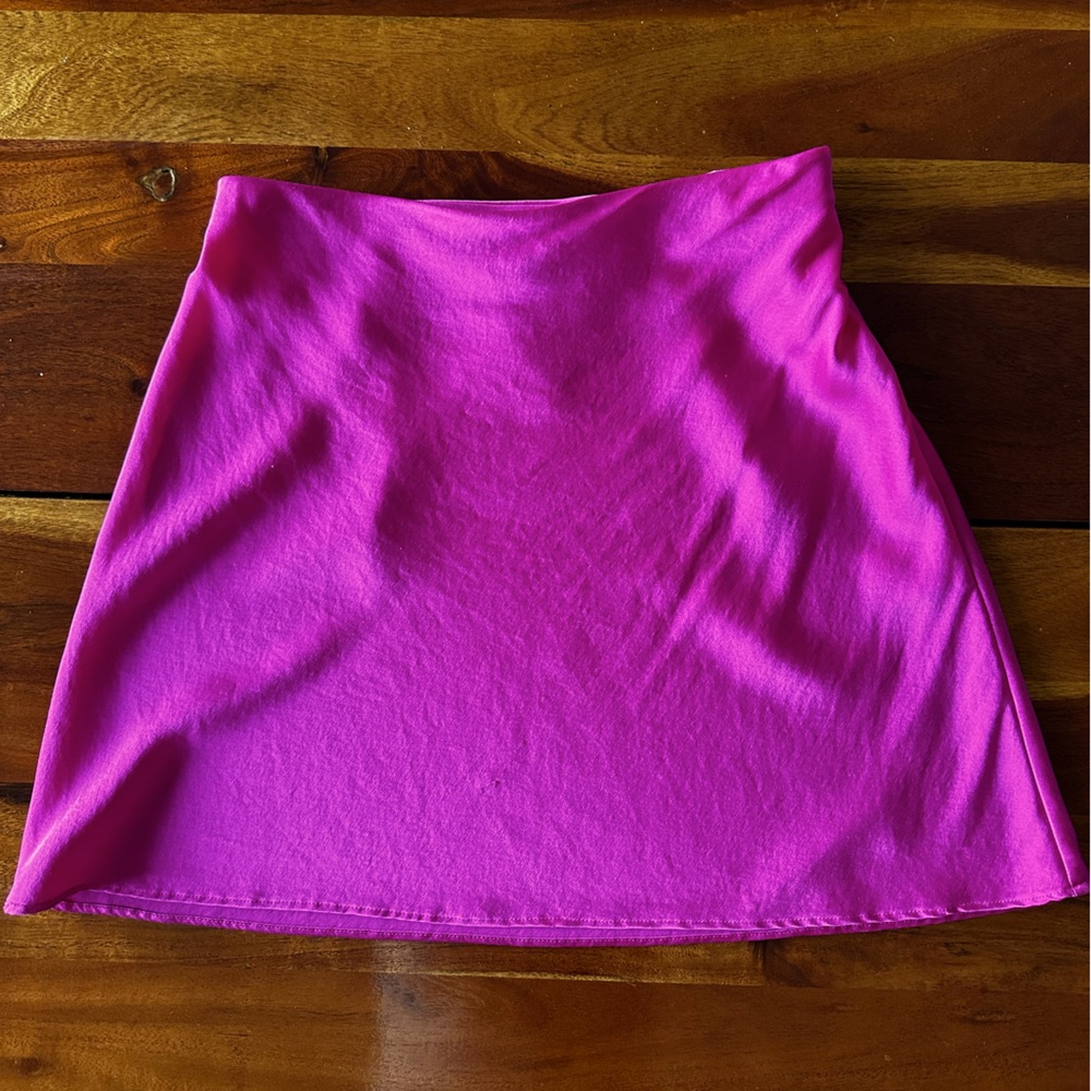 Silk magneta pink love mar mini skirt